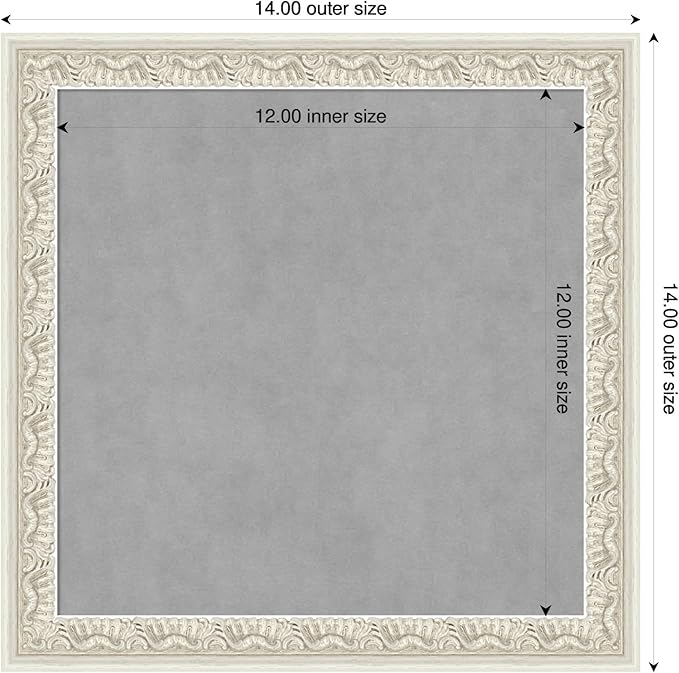 Amanti Art Silver Framed Magnetic Board 14x14 X-Small Vision Board for use with Magnets, 100% Metal Sheet to Display Items as Office Decor or for Home Organization in mudroom, Kitchen or Kids Room