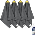 loukin 4 Pack Magnetic Whiteboard Cleaning Cloth, Dry Erase Cleaning Cloth for Classroom, Home and Office Use, Reusable & Washable, Gray, 12" x 12", 1 Bottle of 3.4 fl oz Whiteboard Cleaner Included