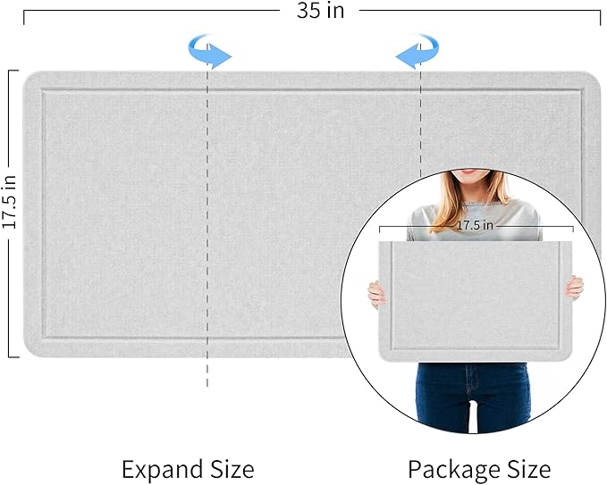 Lightomorrow Bulletin Board, 35 x 17 1/2 inches Felt Board - Decorative Pin Board, Cork Board Alternative for Wall, Foldable Self-Adhesive Vision Board Prayer Board with 20 Pushpins - Light Gray