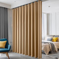 Hoeflife Room Divider Curtains Blackout Floor to Ceiling Curtain with Hook Wall Mount Sliding Door Curtains Ceiling Mount Extra Wide Curtain Wall Divider for Room Separation (Khaki, W100 x H108 Inch)