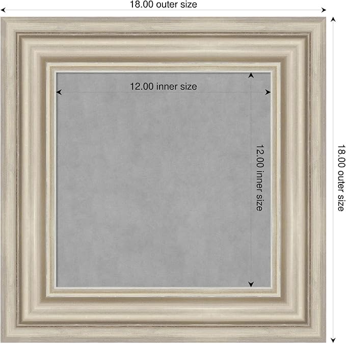Amanti Art Silver Framed Magnetic Board 18x18 X-Small Vision Board for use with Magnets, 100% Metal Sheet to Display Items as Office Decor or for Home Organization in mudroom, Kitchen or Kids Room