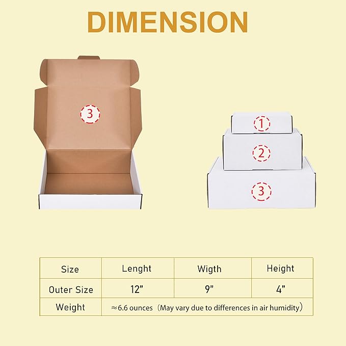 WINHPH Shipping Boxes Set of 20,12x9x4 Inches White Corrugated Cardboard Box Literature Mailer for Small Business, Literature Mailer Box Packaging Supplies
