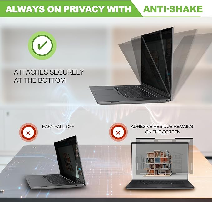Magnetic Laptop Privacy Screen 14 inch for 16:10 Computer Monitor, Removable Anti-Glare Screen Privacy Shield, Screen Filter and Protector for Laptop (11 7/8" × 7 7/16"), Fits (WUXGA 1920 × 1200)