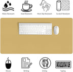 Bloss Light Yellow Desk Mat 31.5"x15.7", Desk Matt for Desktop, Waterproof Leather Large Mouse Pad, Computer Mat for Office/Home/Decor