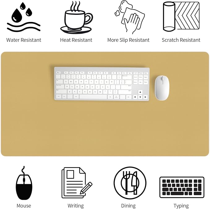 Bloss Light Yellow Desk Mat 31.5"x15.7", Desk Matt for Desktop, Waterproof Leather Large Mouse Pad, Computer Mat for Office/Home/Decor