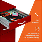 LYS SOHO Box/File/File Mobile Red File Cabinet, 3 Drawer