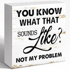 WUZYOU Workplace Wooden Block Sign Not My Problem Quote 5x5x1 INCH Sign, Office Humor Decor, Funny Desk Gift