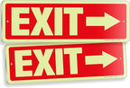 iSYFIX Exit Signs with Directional Right Arrow, Glow in the Dark, Photoluminescent Aluminum 12x4 Inch - 2 Pack, Laminated for UV & Weather Resistance, Ideal for Offices, Schools, Theaters & More