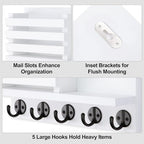 Lwenki Key Holder for Wall – Decorative Wooden Mail Holder and Key Shelf with Mounting Hardware, Installation Guide – Paulownia Wood with 5 Metal Key Hooks (11.8” x 6.7” x 2.8”)