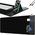 Mouse Pad, Office Desk Mat, Large Gaming Mousepad with Superior Micro-Weave Cloth, XXL Desk Pad with Stitched Edges, Non-Slip Writing Pad for Gamer, Laptop, Work & Home (Black Charging On The Right)