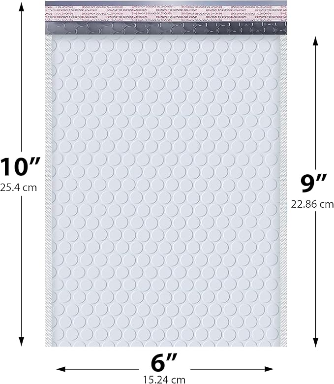 White Small Poly Bubble Mailers 6x10 inch #0 | Self Seal Padded Envelopes | Cushioned Bubble Mailer | Usable Size 6x9 | WaterProof | Lightweight mailing Shipping Bags | 250 Pack Bulk | Made in USA