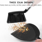 NACENA Mini Broom and Dustpan Set, Small Dust Pan and Brush Set with Handle Dustpan Teeth for Cleaning Hair Suitable for Office Desks Drawers Sofas Outdoor Camping, Black