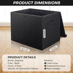 Bagnizer Large 17" 42 Quarts Collapsible Stackable Storage Bins with Lids [3-Pack] Foldable Fabric Linen Storage Boxes Cube, Closet Organizer Baskets with Label (16.7 x 12 x 12, Black)