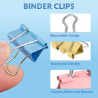 NEEWAY 100 Count Binder Clips Assorted Sizes, Paper Binder Clips (0.6inch 0.75inch 1inch), Metal Paper Clamps for Office and Home