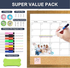 Calendar Whiteboard for Wall, 18x24 Inches White Board Calendar Dry Erase, Magnetic Monthly White Board with Gold Wood Frame, Hanging Dry Erase Board for Kitchen Home Office School Planner