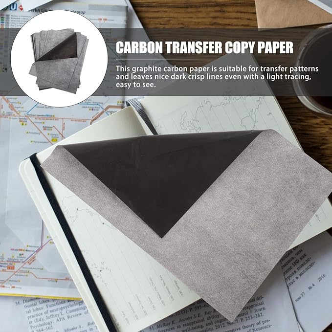 Beatifufu A4 Carbon Transfer Paper 100 Sheets One-Side Graphite Copying Tracing Paper for Art Drawing Pattern Transfer and Craft Projects
