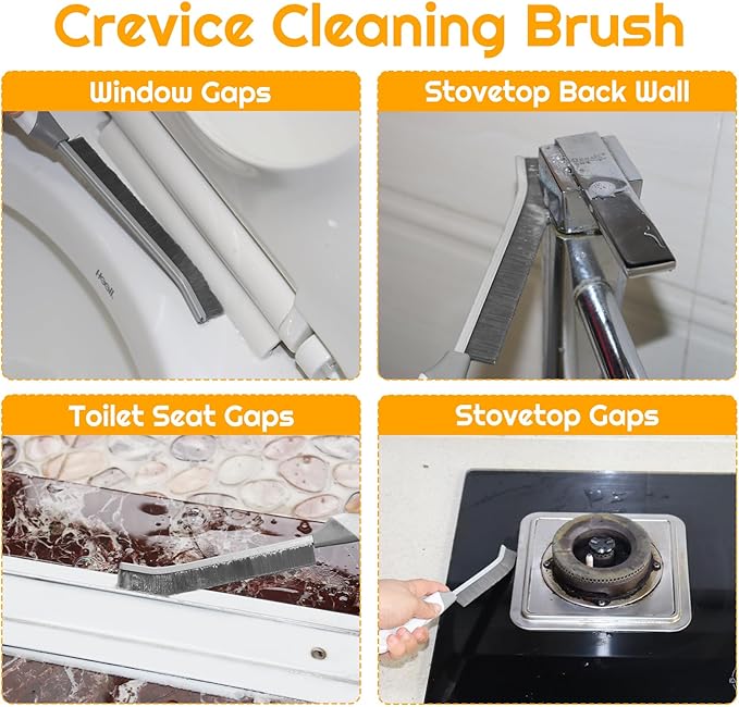 SUOXU Household Thin Cleaning Brushes,2pcs Hard Bristle Grout Scrub Brush Tool for Cleaning Tight Spaces in Home Kitchen Bathroom