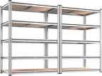 REIBII 2020LBS Garage Shelving Heavy Duty Metal Shelving 5 Tier Storage Shelves, Garage Shelves for Basement, Warehouse, Pantry, Closet, Kitchen, 72" H x 35.55" W x 16" D, Galvanized, 2 Pack