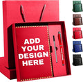 Vebermo Personalized Journal Notebook Set with Pen & Gift Box, Custom Name/Logo Notebook Black A5 College Ruled Lined 8.26''x5.9'' Personalized notebook Gifts for Men and Women,200 Pages,Red