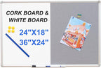 DEVELOP Grey Felt Bulletin & Magnetic Dry Erase Combo Board, 24 x 18 Inch, Wall Mounted Whiteboard/Grey Felt Bulletin Combination Board with Marker Tray, Pins, Eraser, Markers & Magnets