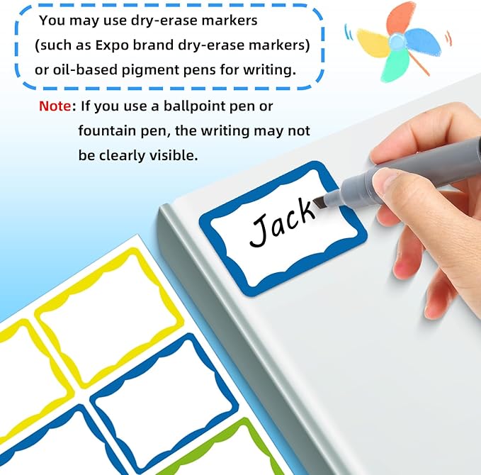 405 Pcs Colorful Name Tag Stickers, 2"x 3" Adhesive Sticky Name Tags Sticker Name Badges Labels for School, Classroom, Reunion, Office, Home, Party