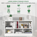 Tangkula 5 Cube Bookcase, 2 Tier Wooden Storage Open Bookshelf, Multipurpose Display Storage Cabinet for Living Room, Bedroom, Hallway, Kid's Playroom, Reading Nook (White)
