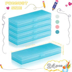 Fainne 24 Pcs Plastic Pencil Case Bulk Pencil Boxes Plastic Stationery Case Frosted Pen Box Pen Holder with Hinged Lid Snap Closure for Office(Single Layer,Blue,7.09 x 2.36 x 0.98 Inch)