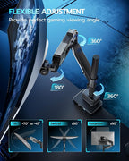 ARES WING CoreArm Single Monitor Mount with USB, Ultrawide Monitor Arm for 24 to 57'' Heavy Duty Curved Screen, Adjustable Gas Spring Monitors Arm Stand up to 66LBS with 75/100/200 Vesa Mount, Black