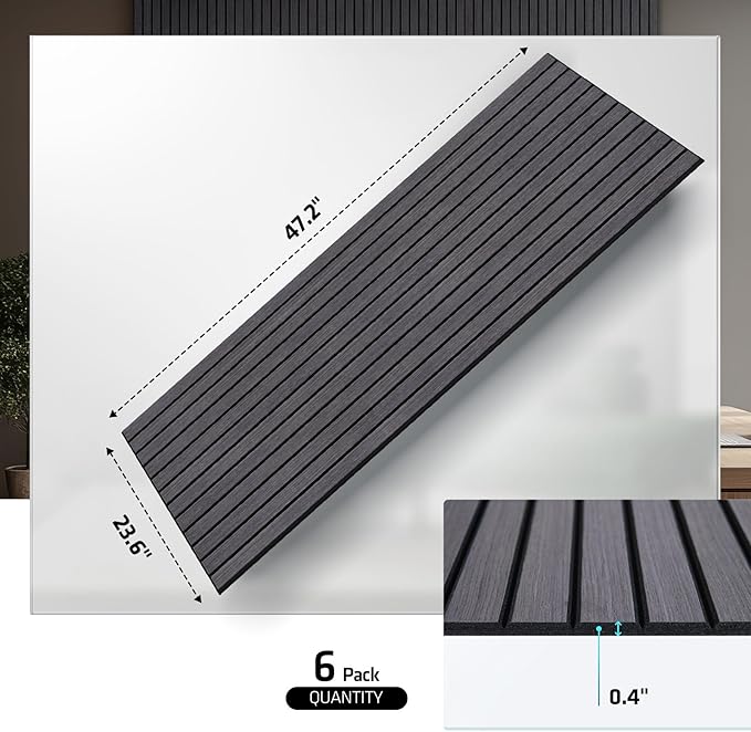 UMIACOUSTICS 6 Packs Acoustic Panel,47.2 x 23.6 Inches Decorative Sound Proof Panel for Office,Home Theater,Studio,Dark Oak
