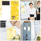 Gersoniel 12 Packs Magnetic Notepads for Refrigerator Monthly Grocery Magnetic List Set to Do List Pads Back Memo Notepad 9 x 3.5 Inches for Fridge Kitchen Shopping Grocery(Yellow,Bee)
