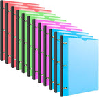 INFUN 1 INCH Telescoping 3 Ring Binder - 12PCS, Flexible 1 INCH Binders 3 Ring with Customizable Front Cover and Clear Catalog Pocket, 225 Sheet Capacity
