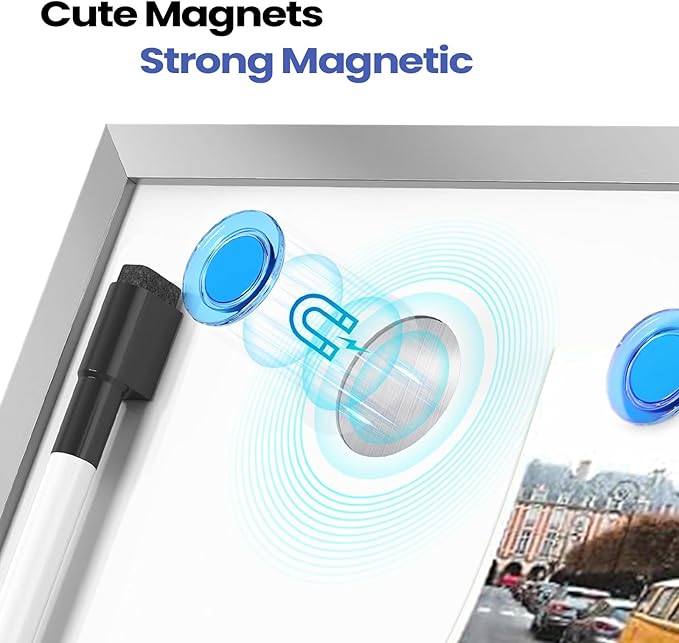 Lumspax Small Desktop White Board with Stand, 10" x 10" Double-Sided Silver Aluminium Frame Whiteboard for Kids, Mini Dry Erase Board for Home, Office, School