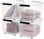 Citylife 82 QT Clear Plastic Storage Bins with Lids Stackable and Nestable Storage Boxes with Lids Large Plastic Storage Containers for Garage, Closet, Kitchen, 4 Packs