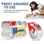 TegmenSeal Heavy Duty Clear Packing Tape with Dispenser Combo for Shipping, Moving & Storage,Thicker Clear Packing Tape, 1.88 inches Wide, 60 Yards Per Roll, 18 Pack 1080 Total Yards