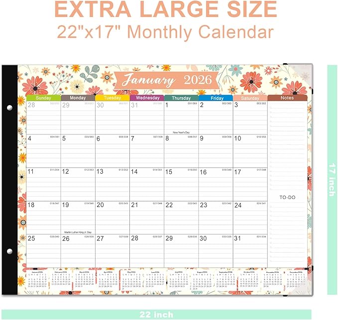 Desk Calendar 2026-2026 Desk Calendar Large 22x17, 18 Mouths From January 2026 to June 2027, 22" x 17" Desk Pad Calendar, Office Supplies Perfect for Organizing and Planning In Office, School or Home