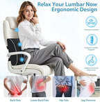 SweetSlubr Lumbar Support Pillow for Office Chair, Car Seats and Home Desks, Ergonomic Back Support with Double Adjustable Straps, Machine Washable Cover, Grey