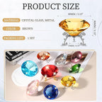 PATIKIL Diamond Crystal Paperweight, 80mm / 3.15" Crystal Paperweight Paper Weight with Silver 19 Metal Base for Home Office Desktop Table Decor Wedding Party Ornaments, Brown