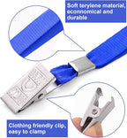 100 Pcs Lanyards for ID Badges and 100 Pcs Clear Name Tag Holders Reusable Lanyard with Clip Plastic ID Card Badge Holder Name Badges for Adults Kids Business School Office Supplies (Blue)