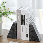 Karibiber Marble Bookends for Heavy Books, Decorative Book Ends for Shelves, Titanium Black Stone Durable and Heavy-Duty Book Ends for Hardback Books & CDS, Unique Book Stopper & Holder, Set of 2