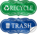 ASAVI Trash & Recycle Stickers – 2-Pack Self-Adhesive Vinyl Labels, Waterproof & Durable (Green Blue, Medium 6.3 x 2.7 inches)