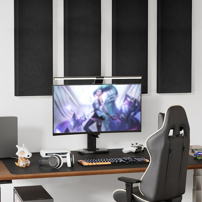 TONOR 4 PCS Large Acoustic Panel, 35.4″ * 11.8″ * 2.36″ 3D Fiberglass Sound Proof Panel with Full Self-adhesive, Decorative Echo Absorbing Wall Panel, for Studio, Living Room, Home, Office, Black