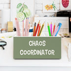 XPH Chaos Coordinator Green Pen Pencil Holder Organizer for Desk, Thank You Gifts for Women Men Coworkers Boss Leader Manager, Appreciation Gifts Wooden Box Sign for Office Tabletop Decorations