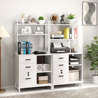 Livofloral Vertical File Cabinet with Charging Station, Filing Cabinets for Home Office, Large Printer Stand with Open Storage Shelves, 3 Drawer Filing Cabinet with Lock fits Letter/A4 Size, White