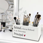 XPH Principal Gifts Pen Pencil Holder Organizer for Desk, Gifts for Principals Women Men, Behind a Great School Is an Awesome Principal Wooden Box Sign for Office Workplace Desk Tabletop Decorations