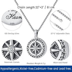 Compass Necklace for Women Men 925 Sterling Silver Pendant Urn Necklaces for Ashes Picture Locket Necklace Anchor Necklace Viking Necklace Crystals CZ Moonstone Abalone Shell Turquoise Compass Jewelry