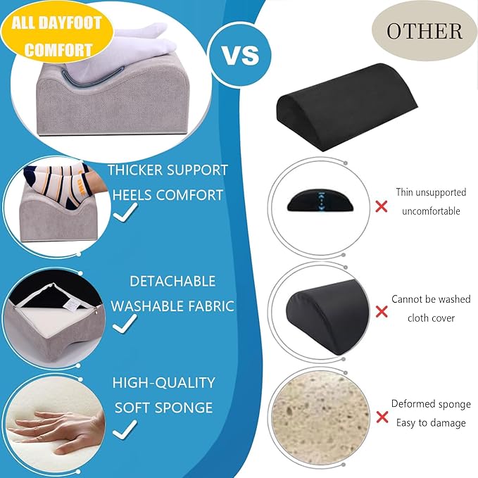 COMFelicify Foot Rest for Under Desk at Work, Ergonomic Under Desk Footrest with Washable Cover, Memory Foam Foot Stool for Office Chair & Gaming Chair, Back & Hip Pain Relief, Light Grey
