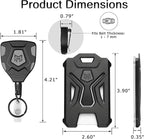 MNGARISTA 2 Pack Heavy Duty Badge Holder, Vertical ID Card Holder for Credit Cards, Clear ID Window, All PC Polycarbonate Plastic Housing, 5 Cards Capacity, Built-in Elastic Clip, Black
