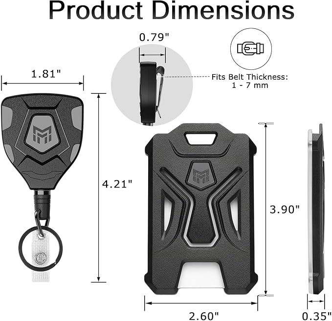 MNGARISTA 2 Pack Heavy Duty Badge Holder, Vertical ID Card Holder for Credit Cards, Clear ID Window, All PC Polycarbonate Plastic Housing, 5 Cards Capacity, Built-in Elastic Clip, Black