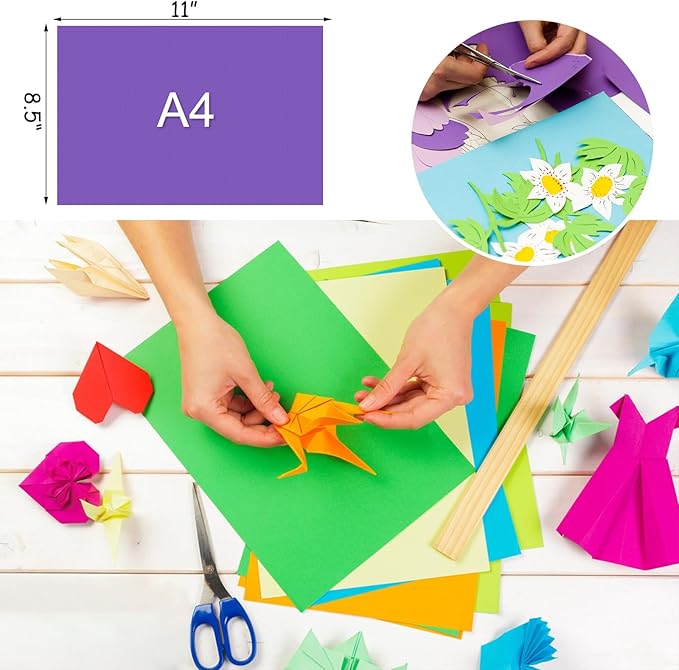 200 Sheets Colored Cardstock 8.5 "x 11", 65LB 180GSM Craft Bulk Construction Paper, 20 Assorted Colors Card Stock Paper for School & Office, Card Making Printer Scrapbook Decorations DIY Crafts