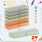 Fainne 24 Pcs Plastic Pencil Case Bulk Pencil Boxes Plastic Stationery Case Frosted Pen Box Pen Holder with Hinged Lid Snap Closure for Office(Single Layer,Morandi Colors,7.09 x 2.36 x 0.98 Inch)